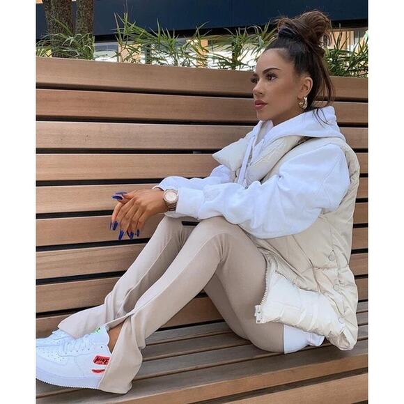 NWT ZARA Ottoman Legging Split Hem Size XL Light Sand - Picture 2 of 6